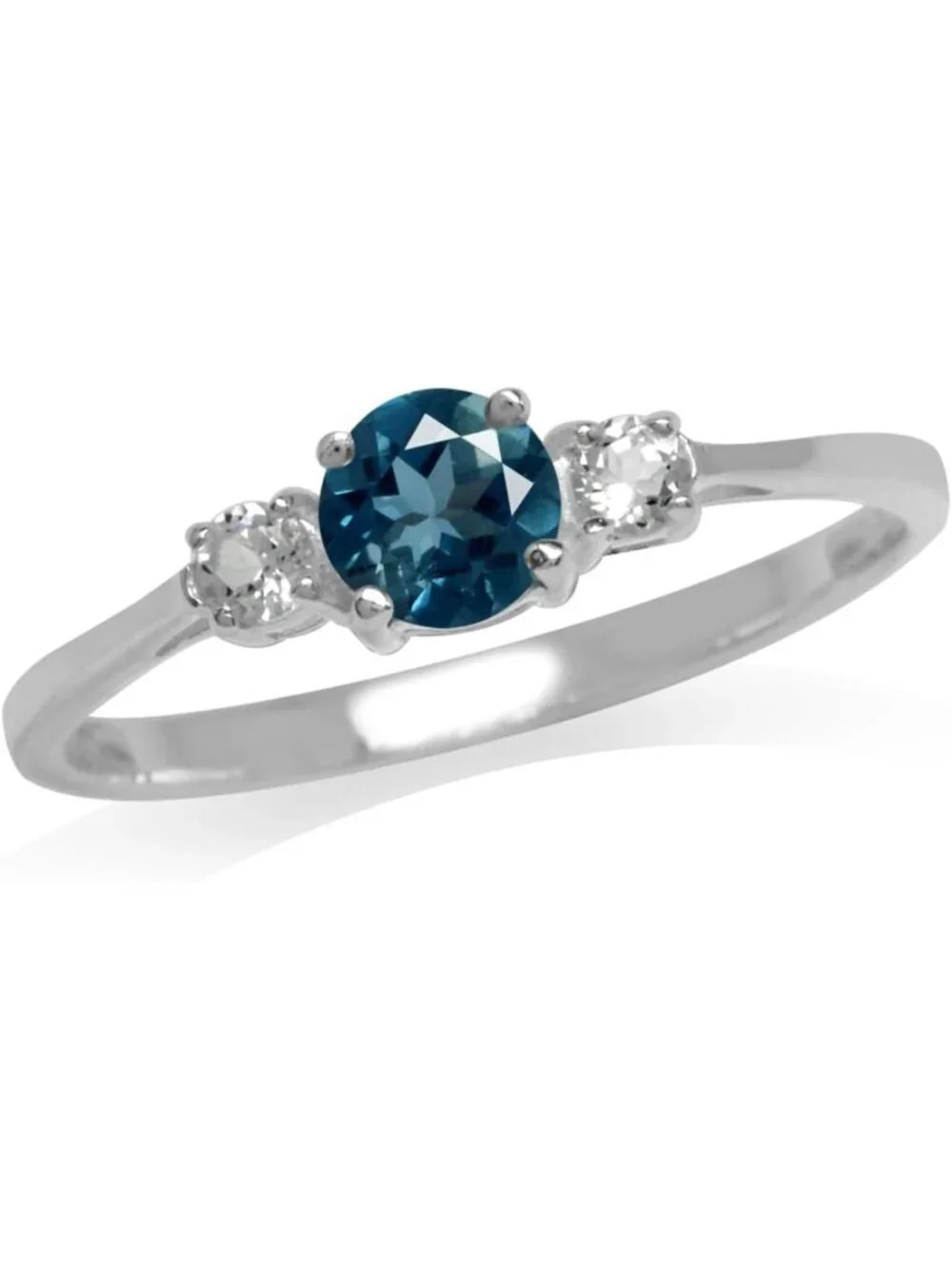 Petite Round Gemstone Promise Ring in White or Yellow Gold Plated 925 Silver for
